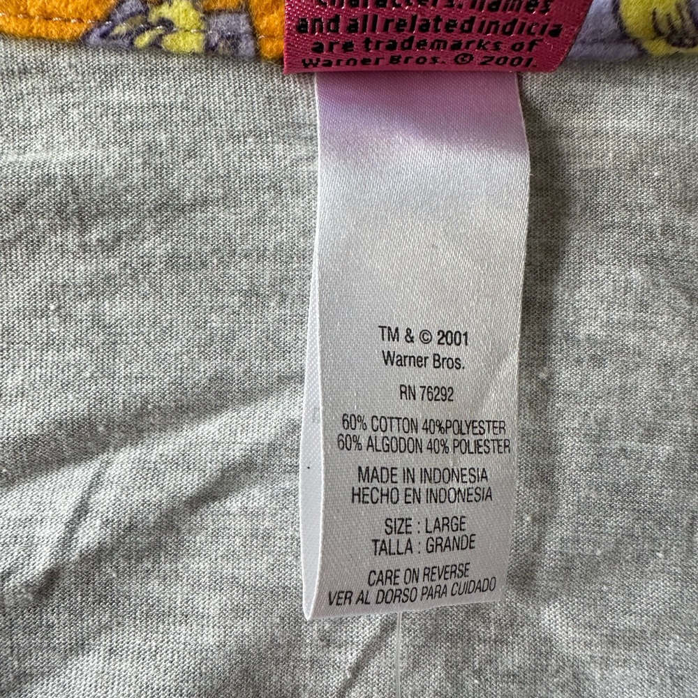 NWT! Warner Bros Tweety Sylvester Knit Pajama Set Large Short Sleeve Gray Purple - Picture 3 of 3